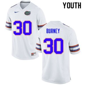 Youth Florida Gators #30 Amari Burney NCAA Nike White Authentic Stitched College Football Jersey BMO4862BU